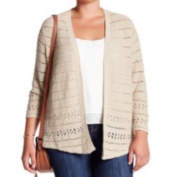 Lucky Brand Crochet Cream Sweater Cardigan - Picture 1 of 8
